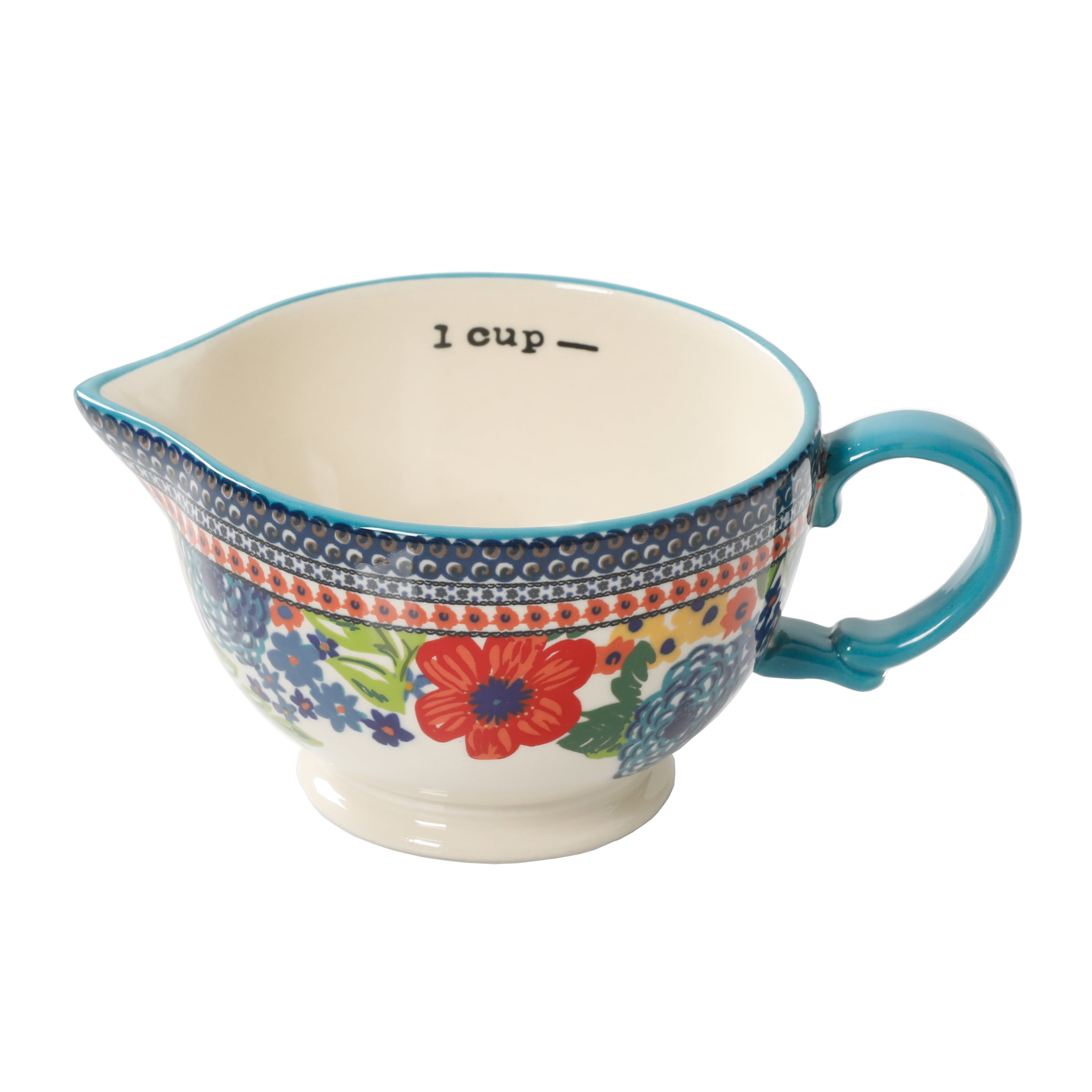 Pioneer Woman Large Ceramic Measuring Cup Dazzling Dahlias 4 Cups 1 Quart