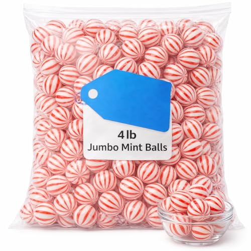 Jumbo Mint Balls – 4 lb Bulk Bag, Large Mint Candy Balls for Parties, Candy Bowls & Events