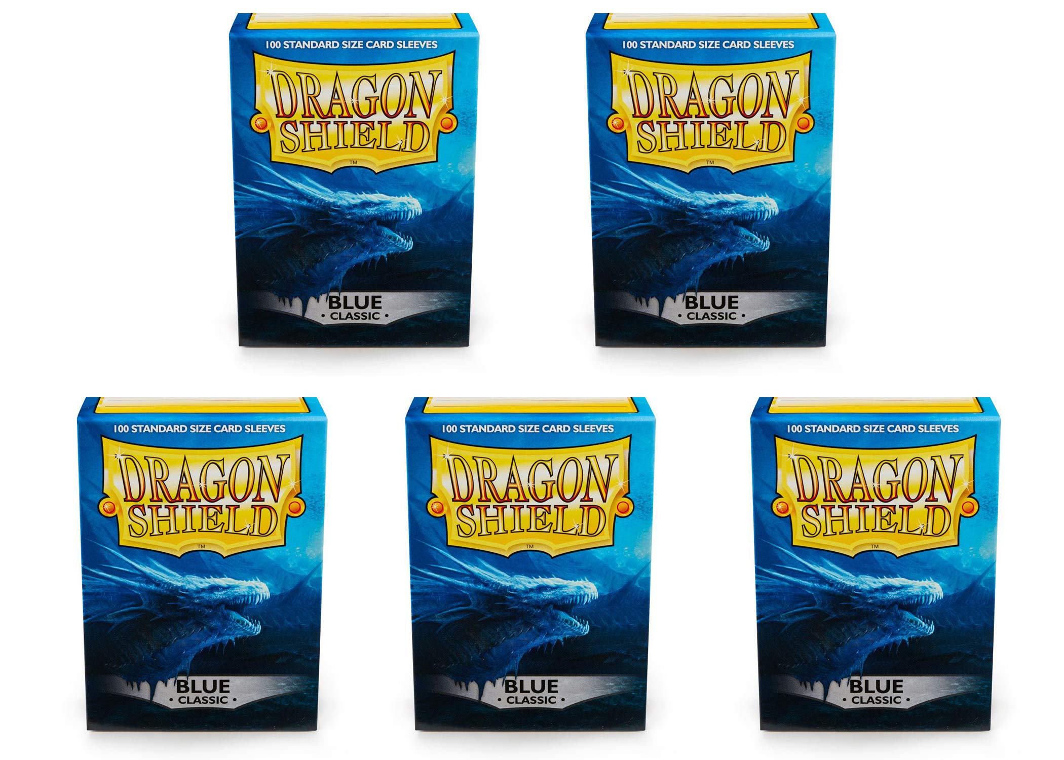 5 Packs Dragon Shield Classic Blue Standard Size 100 ct Card Sleeves Value Bundle!