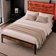 thumbnail image 1 of Base Cama Matrimonial Cabecera Reforzada 750kg Luz LED 7 Colores Contactos USB C App mas Control Acero Madera 207x139x105cm Facil Armado Repisa, 1 of 11
