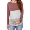 thumbnail image 4 of Hvyesh Lightning Deals 2024 Women's Maternity Long Sleeve Nursing Tunic Tops Long Sleeves Breastfeeding Shirts Colorblock Nursing Tee Shirts Pregnancy Postpartum Clothes, 4 of 6