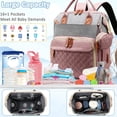 thumbnail image 3 of Morfone Baby Diaper Bag Backpack, Multifunction Waterproof Baby Bag with USB Charging Port, Stroller Straps & Pacifier Case Unisex, Pink, 3 of 10