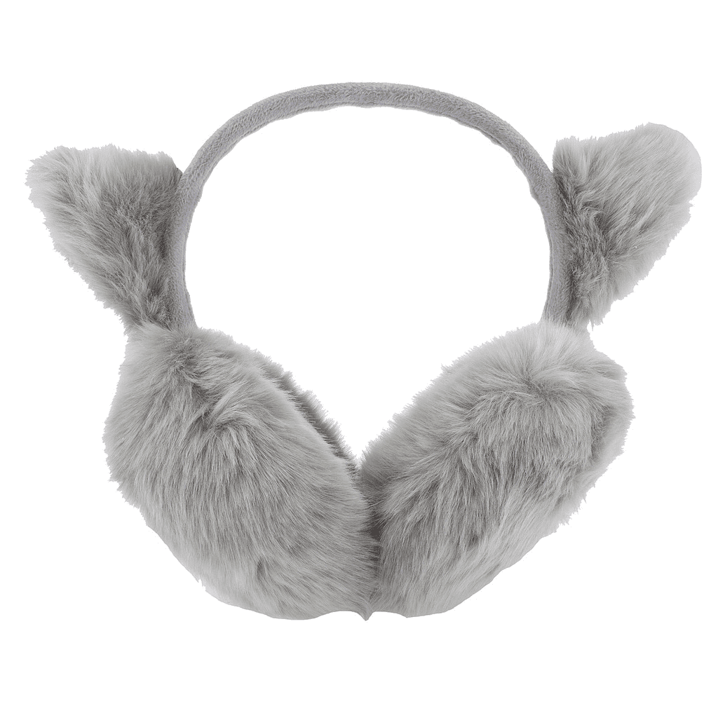 Lux Accessories Grey Trendy Winter Cold Weather Fuzzy Furry Cat Ear
