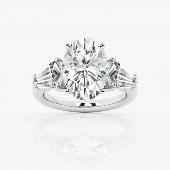 Cloud Jewel Oval Cut 2 Ct Lab Created Diamond Anniversary Rings - 14K White Gold Over Wedding Ring for Women's - Engagement 3 Stone Ring for Women's - Wedding Proposal Rings for Girlfriend