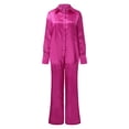thumbnail image 4 of Satin Pjs for Women Set 2 Piece Valentine Pajamas Women Long Sleeve Button-Down Sleep Sets Pink Pjs for Women, 4 of 6