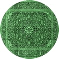 thumbnail image 1 of Ahgly Company Indoor Round Medallion Emerald Green Traditional Area Rugs, 7' Round, 1 of 4
