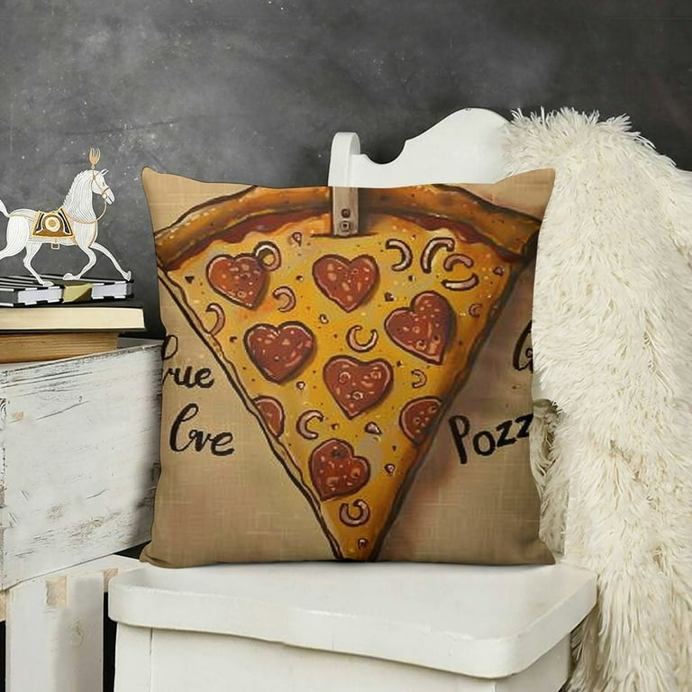Pizza Throw Pillow,Cute Cheese Pizza Triangle with Quotes Ture - Main Image