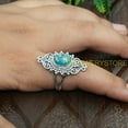 thumbnail image 4 of Natural Blue Copper Turquoise 925 Sterling Silver Handmade Statement Unique Design Ring Gift Jewelry, 4 of 5