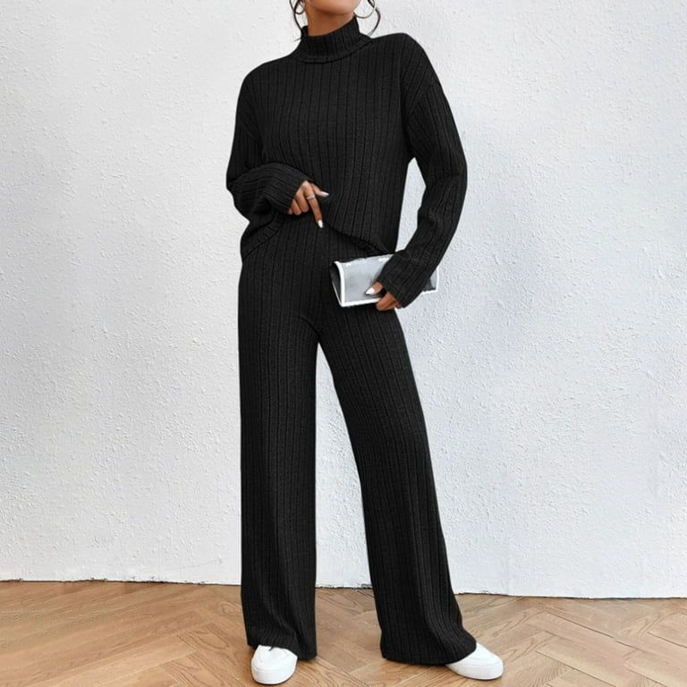 ファッション Fartey Womens 2 Piece Ribbed Knit Outfits Turtleneck Sweater Clothing