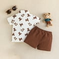 thumbnail image 5 of HESHENG Toddler Baby Boys Summer Clothes Kids Gentleman Suits Bow Tie Buttons T-Shirt + Short Pants Bear Printed Outfits Set 18-24M, 5 of 5