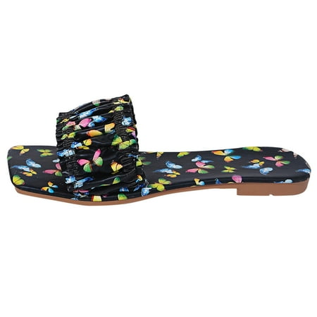 

knqrhpse slippers for women Spring And Summer Sandals Flat Large Size Colorful Pattern Beach womens slippers house slippers for women
