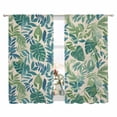 thumbnail image 2 of Green Palm Leaf Semi Sheer Window Curtains 63 Inches Long, Tropical Plants Retro Pastoral Summer Rod Pocket Voile Silky Chiffon Curtain Light Filtering Drapes for Living Room, 52"x63", 2 Panels, 2 of 9