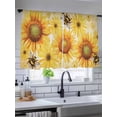 thumbnail image 5 of Sheer Curtains 45 Inch Length 2 Panels Set for Kitchen, Sunflower Semi Sheer Curtains for Windows, Yellow Floral Elegant Pastoral Flowers Rustic Voile Window Treatments Rod Pocket Curtain, 5 of 7