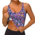 thumbnail image 4 of Fotbe Watercolor Butterflies Pattern Womens' Sports Bra Longline Wirefree Padded with Medium Support Sports Moisture-Wicking Workou Vest,Tank Top-Small, 4 of 9