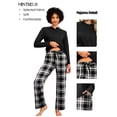 thumbnail image 3 of MINTREUS Womens Pajama Sets Soft Long Sleeve Sleepwear Ladies Loungewear Two Piece Black Plaid Pjs with Pockets, 3 of 7