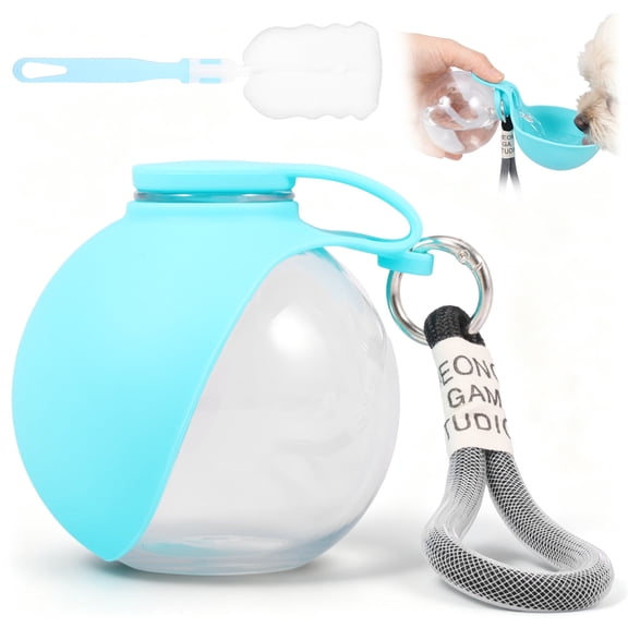 Portable Dog Water Bottle, Leak-Proof Pet Water Dispenser with Cleaning Brush, One-Hand Operation & Dishwasher Safe Travel Bottle for Walking, Hiking & Travel