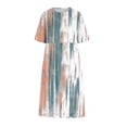 thumbnail image 4 of Tnhcen Women's Casual Plus Size 3XL Pocket Round Neck Short Sleeve Print Maxi Dress, 100% Polyester Flowy Dress, Casual Summer Dress with Pockets, 4 of 5