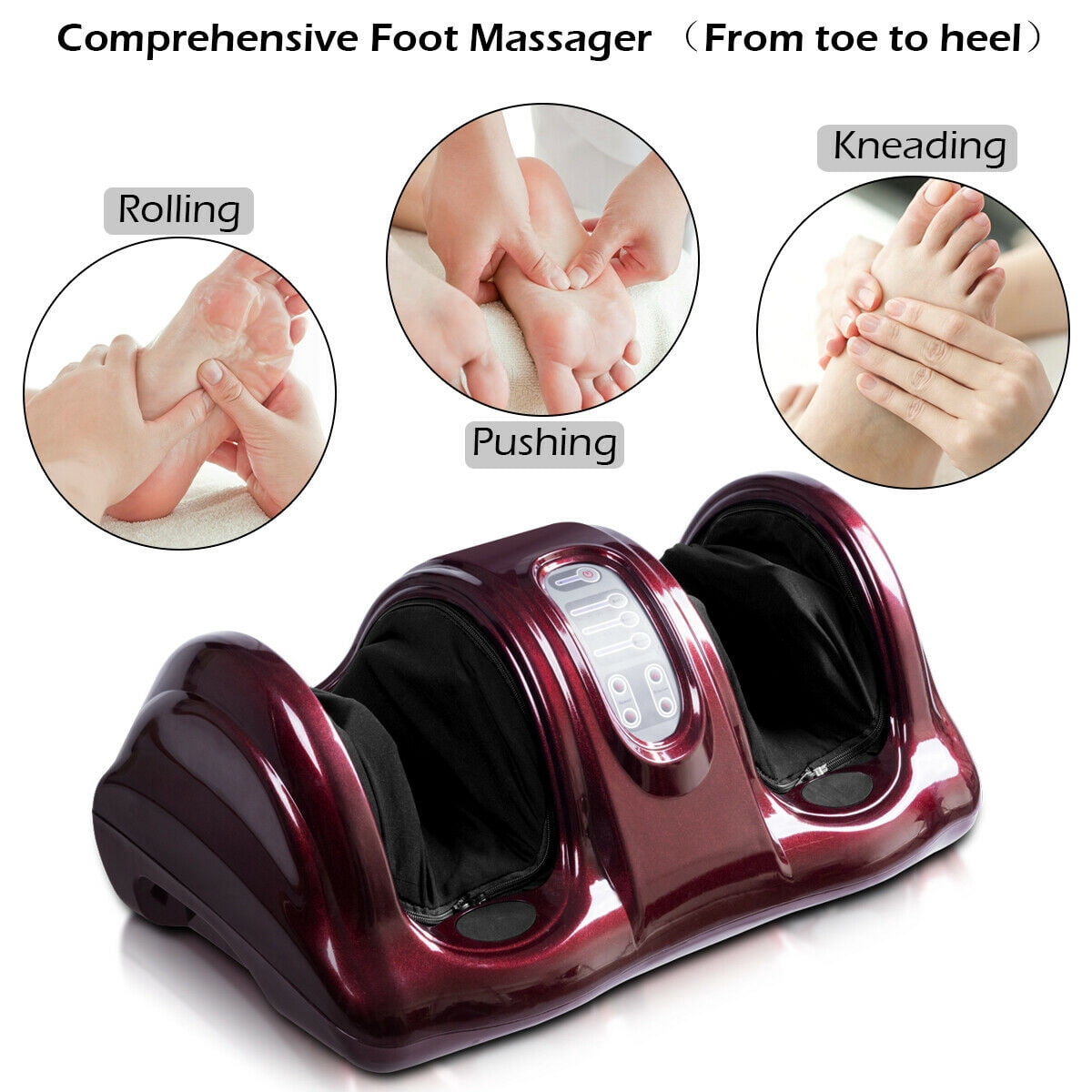 Costway Shiatsu Foot Massager Kneading and Rolling Leg Calf Ankle with Remote Burgundy