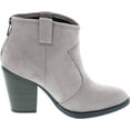 thumbnail image 6 of Soda Women's Albert Faux Suede Cowboy Pull-Tab Stacked Heels Ankle Booties, 6 of 7
