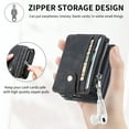 thumbnail image 2 of Compatible with Samsung Galaxy Z Flip 5 Wallet Case with Card Slot Z Flip 5 Leather Kickstand Zipper Case-Black, 2 of 8
