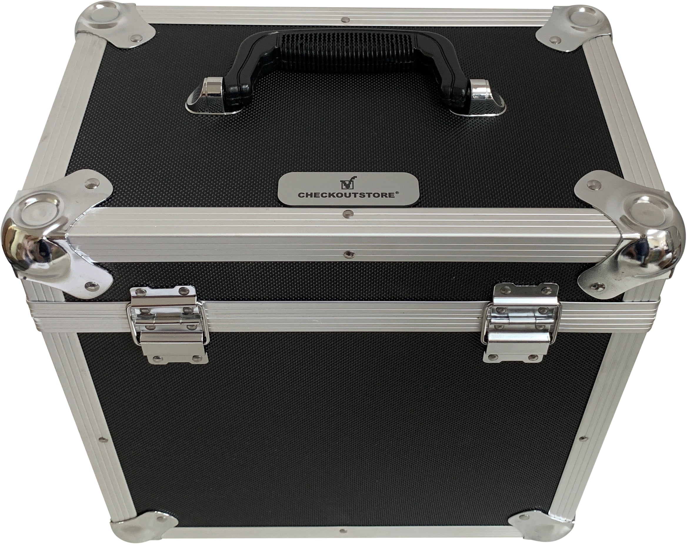 CheckOutStore Black Aluminum 12x12 Square Cardstock Paper Holder Storage Box - Small
