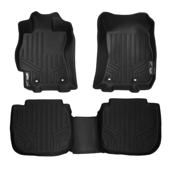 SMARTLINER Custom Fit Floor Mats 2 Row Liner Set Black Compatible With 2015-2019 Subaru Outback / Legacy