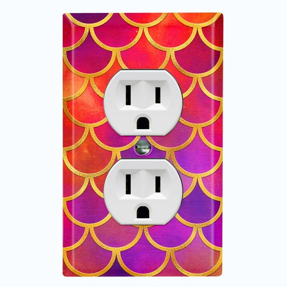 Metal Light Switch Plate Outlet Cover Mermaid Red Purple MER011