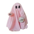 thumbnail image 3 of SUYOLL Pink Bow Ghost Figurine with Mini Pink Pumpkin and Candy Bucket Cute Tulle Ghost Statue Halloween Decorations Indoor Table Decor Decal, 3 of 4