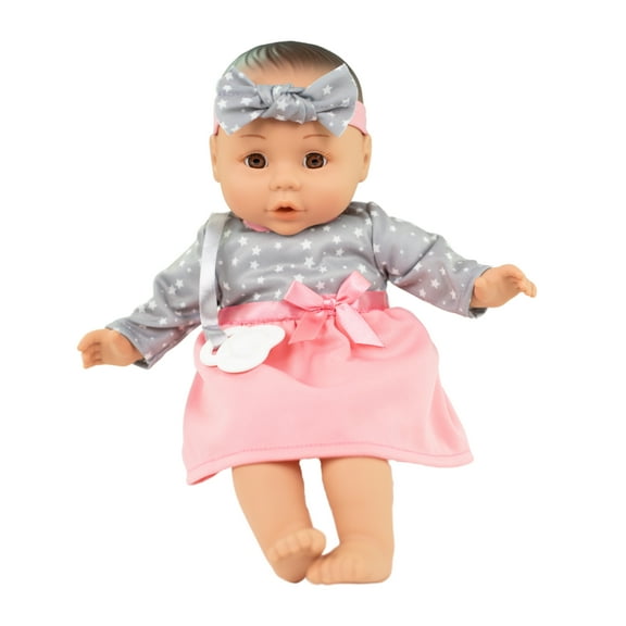 My Sweet Love 14-inch My Cuddly Baby® Doll, Grey and Pink Dress