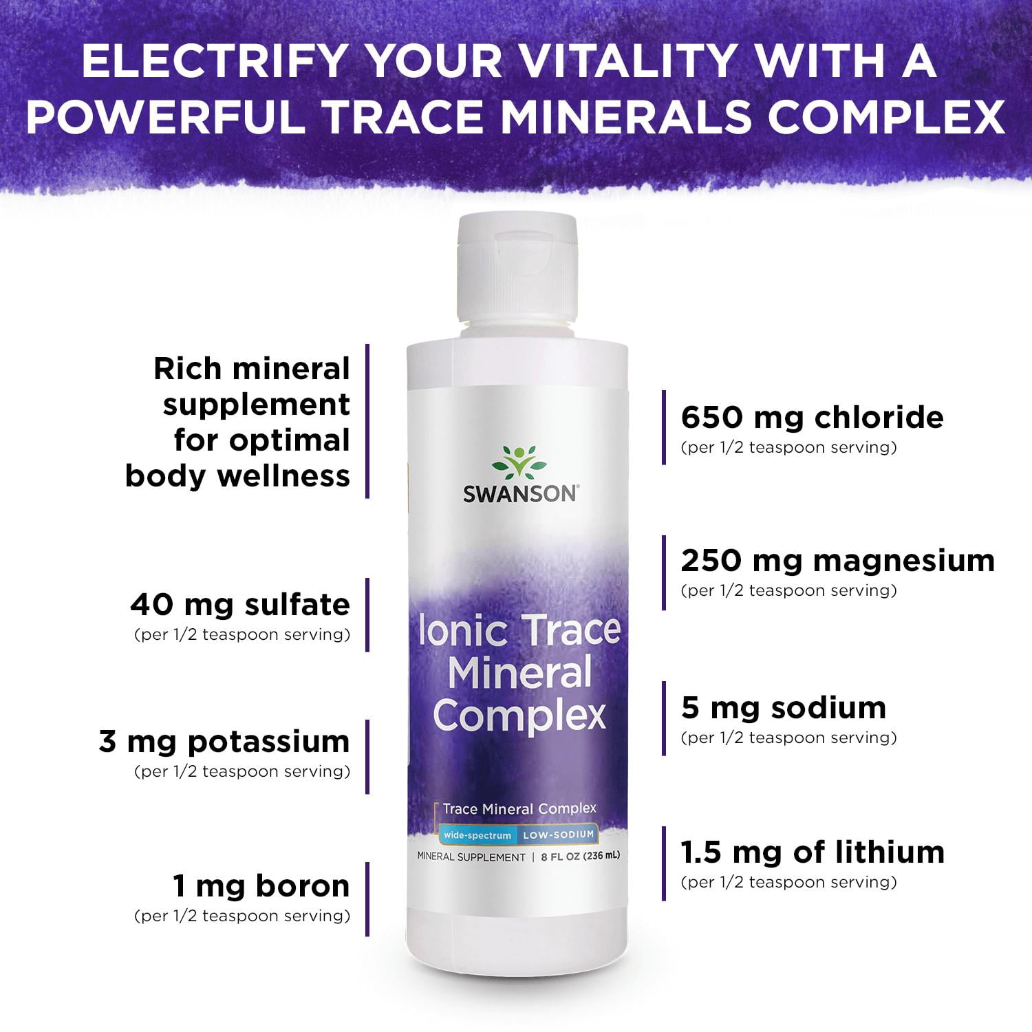 Swanson Concentrace Trace Mineral Drops 8oz-Complete Mineral Complex for Energy, Hydration, & Electrolyte Balance Over 72 High Absorption Ionic Minerals Such As Magnesium, Potassium, Calcium (2 Pack)