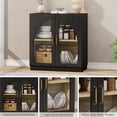 thumbnail image 6 of Aufeile 30" Modern Buffet Sideboard with Arched Glass Doors, Accent China Storage Cabinet with Adjustable Shelf for Dining Room, Entryway, Black Set of 3, 6 of 8