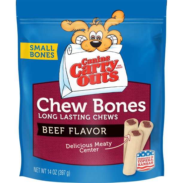 Canine Carry Outs Small Chew Bones Beef Flavor Dog Snacks, 14Ounce