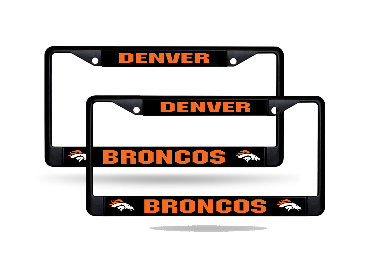 Denver NFL Broncos Black Metal (2) License Plate Frame Set - Walmart