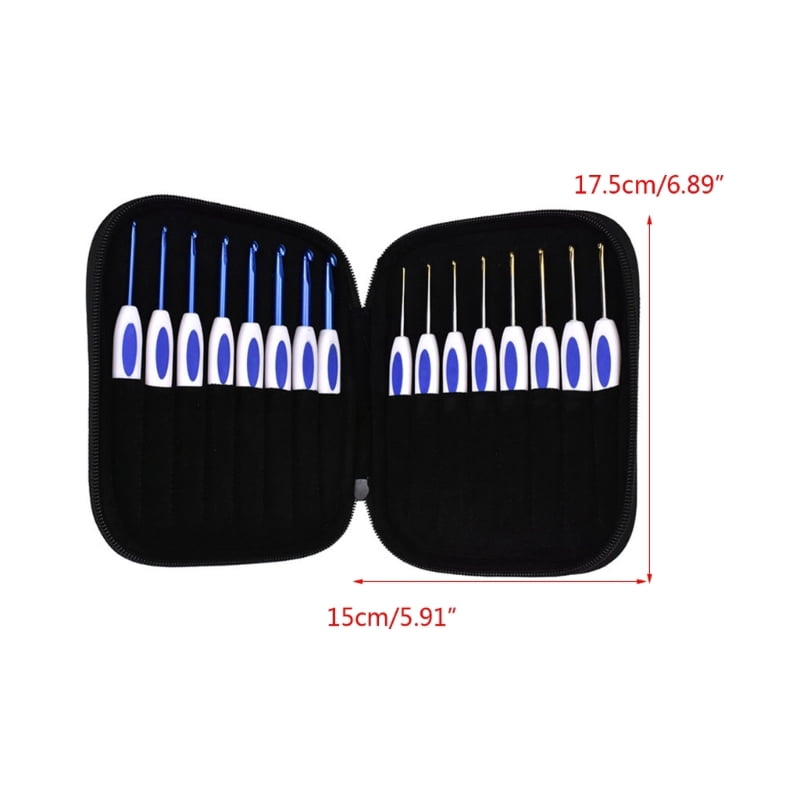 Zecic Crochet Hooks Set, 16Pcs Aluminum Knitting Needle for Arthritic Hands with Grip