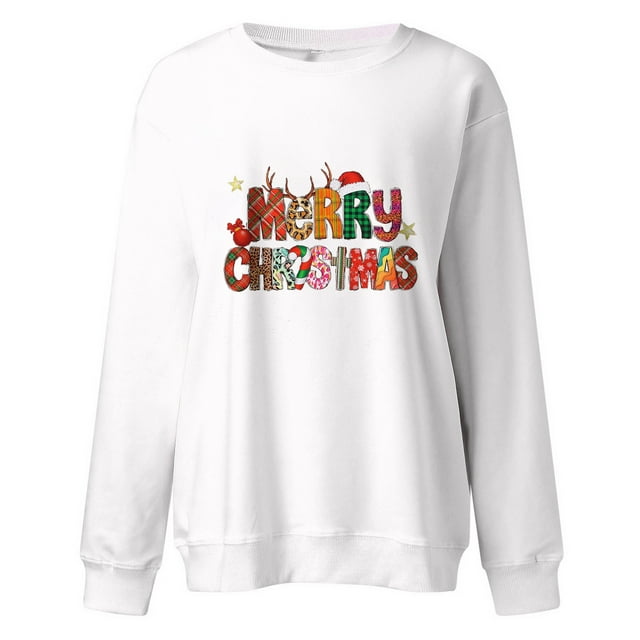 VBARHMQRT Steelers Chandail pour Femmes Décontracté Joyeux Noël Imprimé de Lettres Col Rond Manches Longues Chandail Sans Capuche pour la Saison d'Automne et d'Hiver
