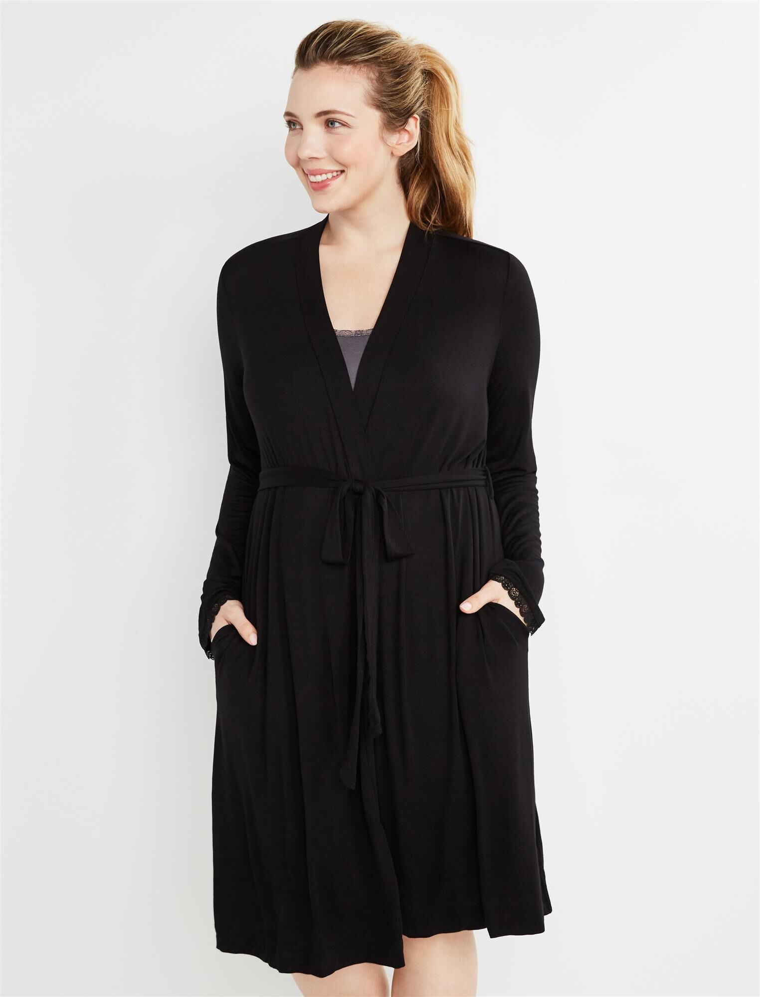 fleece maternity robe