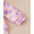 thumbnail image 6 of Kucnuzki 3 Months Newborn Baby Girls Outfit Set 6 Months Kid Child Winter Clothes Ruffle Long Sleeves Floral Knitted Top Solid Color Pants Sets with Headband 3pcs Cute Clothing Pink, 6 of 8