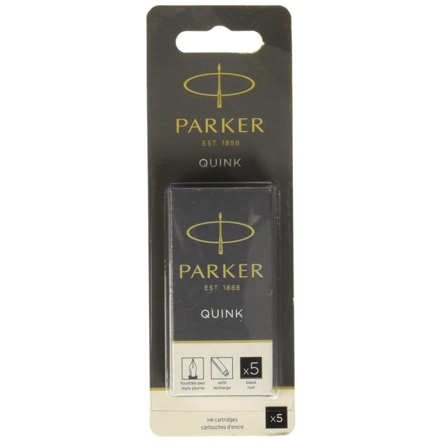 Recargas de tinta para pluma estilográfica Parker Quink negra, paquete de 5