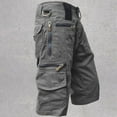 thumbnail image 3 of zeranth Pants Solid Color Buttons Zipper Closure All Match Mid Waist Multi Pockets Summer Relaxed Fit Straight Cargo Shorts Streetwear, 3 of 7