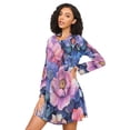 thumbnail image 3 of FORMRS Womens Long Sleeve Nightgowns Crew Neck Sleep Shirt Soft Pajamas Sizes S-3XL, Colorful Art Flowers, 3 of 8