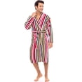thumbnail image 4 of Notus Shawl Collar Bathrobe for Men Soft Spa Nightgowns 100% Cotton Terry robes for Women - Towel Bathrobe Unisex Terry Cloth Bathrobe, Soft Shower Spa Robe Multi Red L, 4 of 7