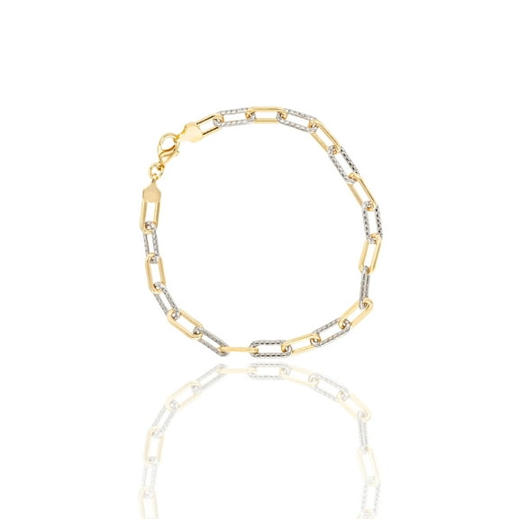 Two Tone Textured Paperclip Necklace (H141/I235)