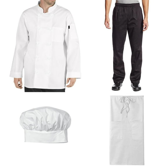 Student Chef Bundle Pack Includes Chef Coat, Pants, Hat & Apron