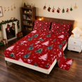 thumbnail image 2 of Manfei Santa Bed Sheets Holiday Full Size Sheets, Pink Red 4 Pieces (1 Flat Sheet, 1 Fitted Sheet and 2 Pillowcases), 2 of 6