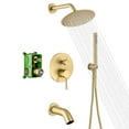 thumbnail image 5 of SUMERAIN Shower System with Tub Spout and Handheld Shower, Brass Rain Shower Tub Set with 8 Inches Shower Head and Rough in Valve Brushed Gold, 5 of 13