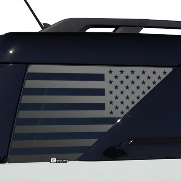 BOGAR TECH DESIGNS Precut American Flag Rear Side Quarter Window Decal Stickers Compatible with Ford Bronco 2021, Matte Black