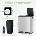 thumbnail image 2 of 16-Gallon Dual Compartment Step Trash Can - Stainless Steel Kitchen Waste Bin with Wet/Dry Separation, 2 of 8