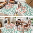 thumbnail image 5 of 2.7'x5' Area Rugs, Teal Red Coral Indoor Outdoor Area Rug for Living Room Bedroom, Summer Ocean Nautical Coastal Rustic Burlap Washable Bathroom Rugs Kitchen Floor Carpet Mats Home Decor Aesthetic, 5 of 8