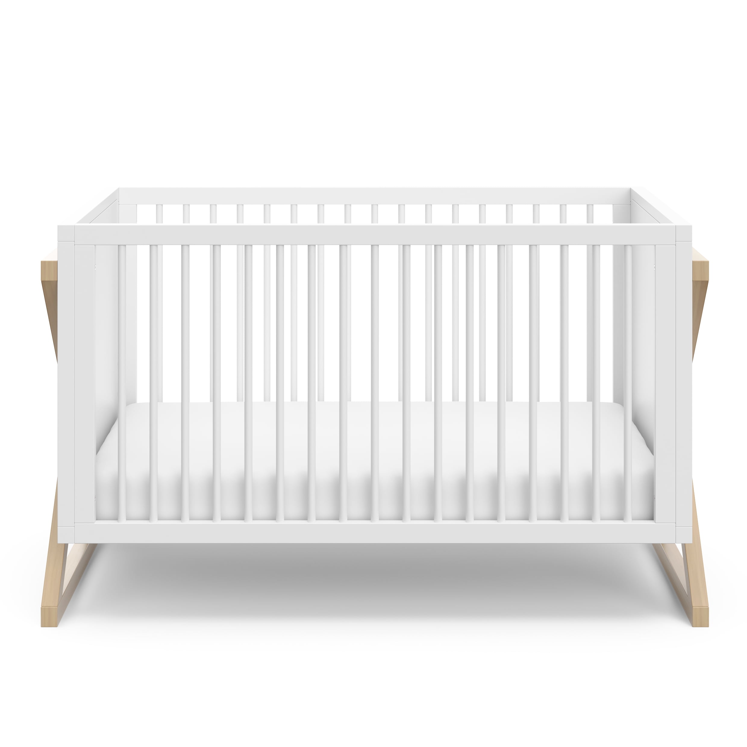 Storkcraft Equinox 3-in-1 Convertible Baby Crib, White with Driftwood