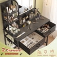 thumbnail image 5 of EnHomee Vanity Set with Mirror and Lights Vanity Desk with 2 Fabric Drawers & Charge Station Makeup Vanity Table with Lighted Mirror,Black, 5 of 7
